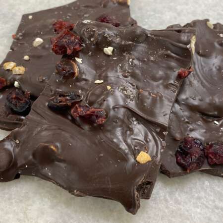 Dark Chocolate Cashew Cranberry Bark